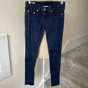 True Religion Dark Blue Mid-Rise Casey Skinny Jeans Size 28